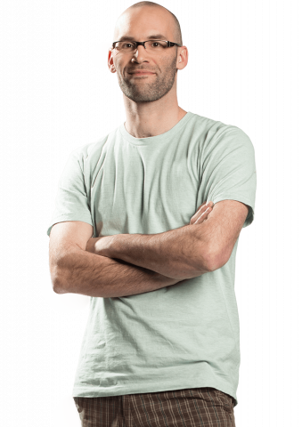 Young man crossing arms