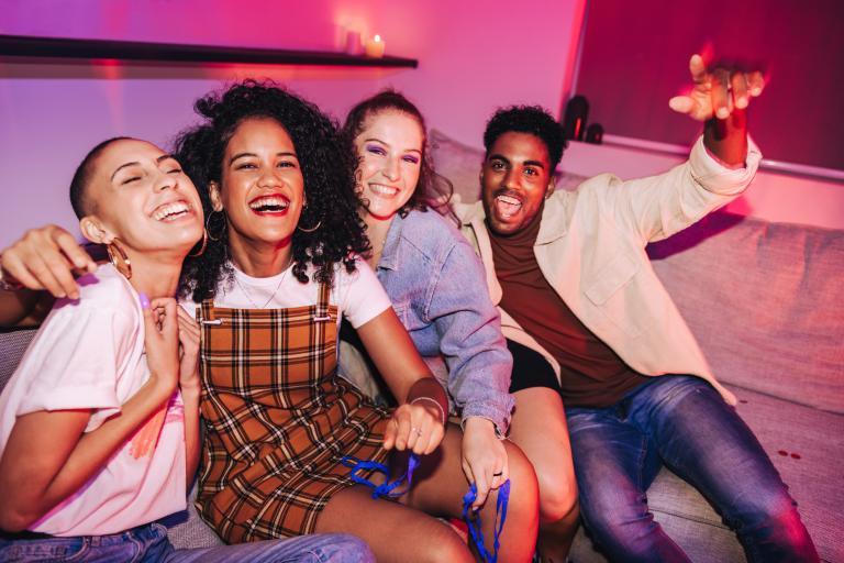 Group cheering with drinks