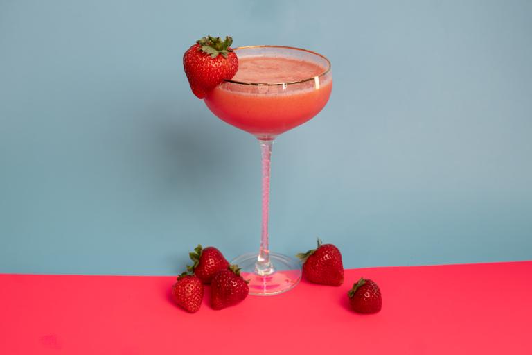 Strawberry daiquiri mocktail with whole berries